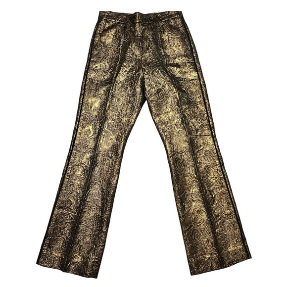 Sandro Paris Pants - Sandro Paris Brocade Metallic Gold Pants Jacquard Dress Trousers EU 36 US 4